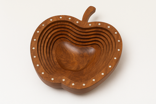 Handcrafted Wooden Apple Shaped Fruit Basket