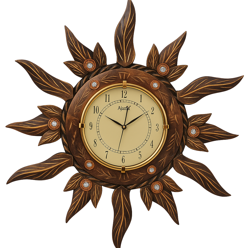 Wooden Antique Sun Shaped Wall Clock