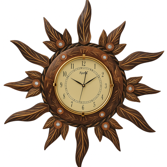 Wooden Antique Sun Shaped Wall Clock