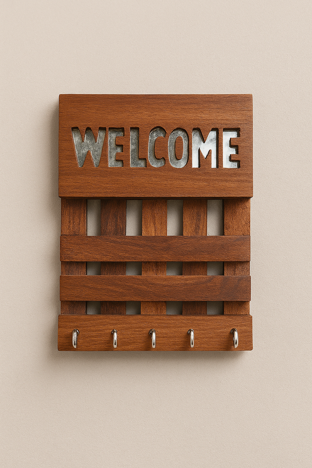 Welcome Wooden Key Holder