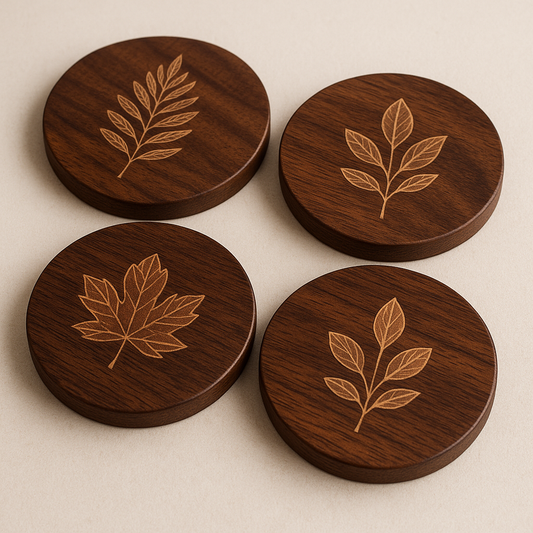 Floral Wooden Coasters Set of 4