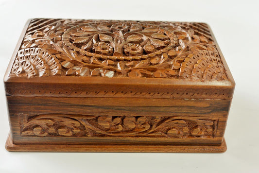 Floral Carved Handmade Wooden Box
