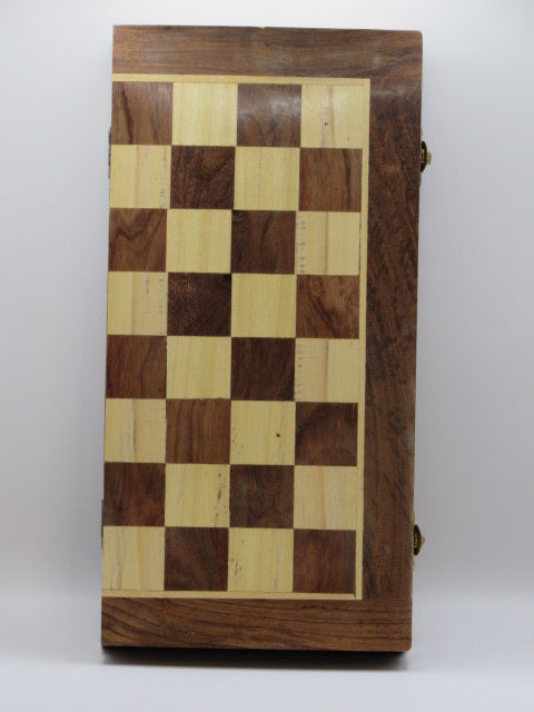 Handcrafted Kashmiri Wooden Chess Set – Foldable Board with Carved Pieces