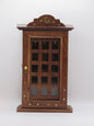 Handcrafted Walnut Wood Key Holder Cabinet with Glass Door and Brass Inlay