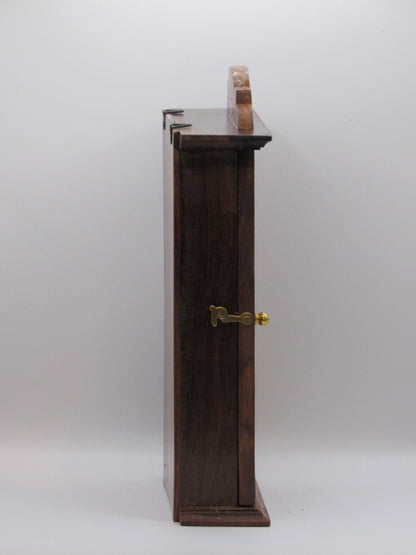 Handcrafted Walnut Wood Key Holder Cabinet with Glass Door and Brass Inlay