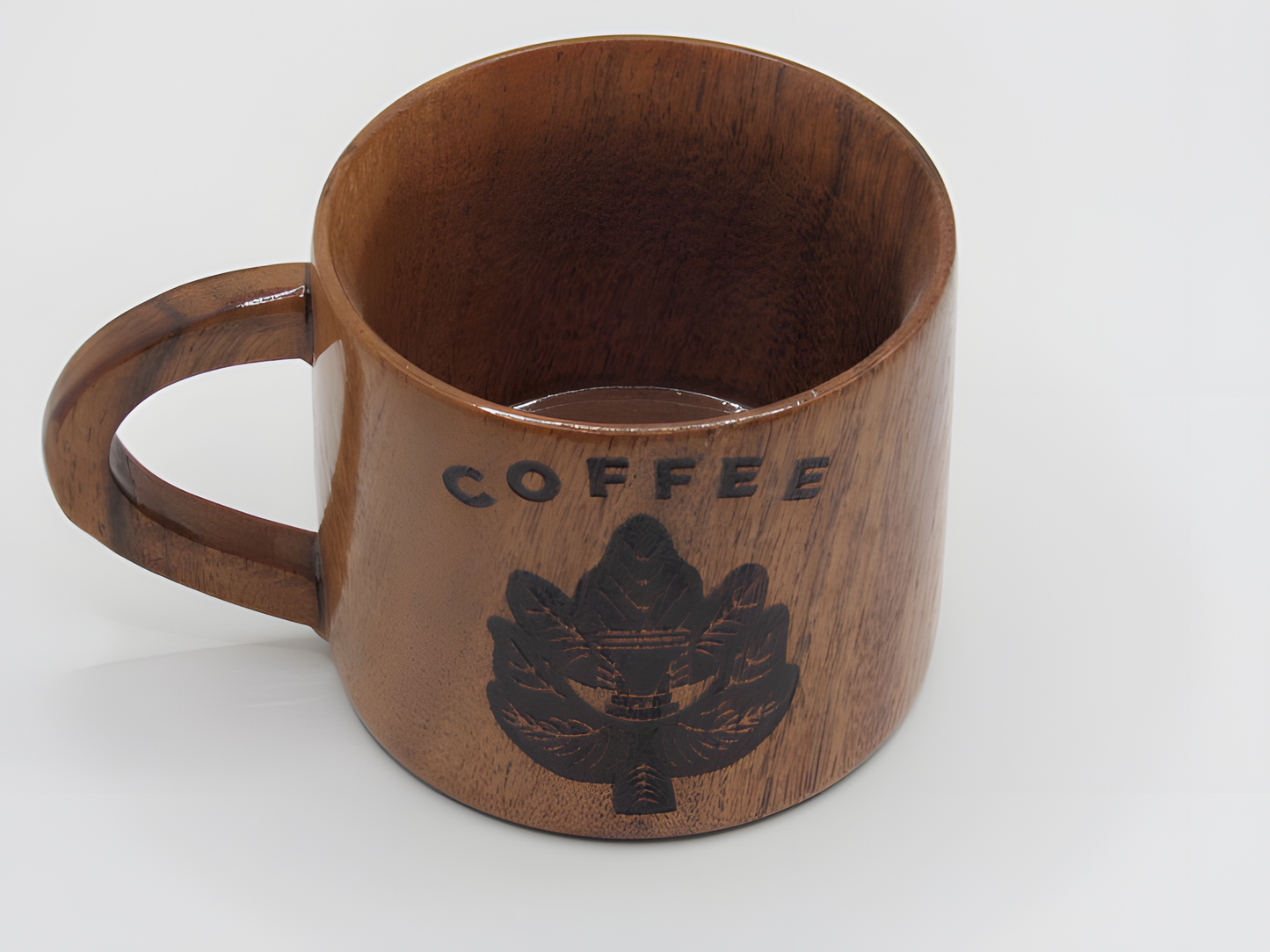 Handcrafted Wooden Coffee Mug with Chinar Leaf