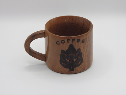 Handcrafted Wooden Coffee Mug with Chinar Leaf