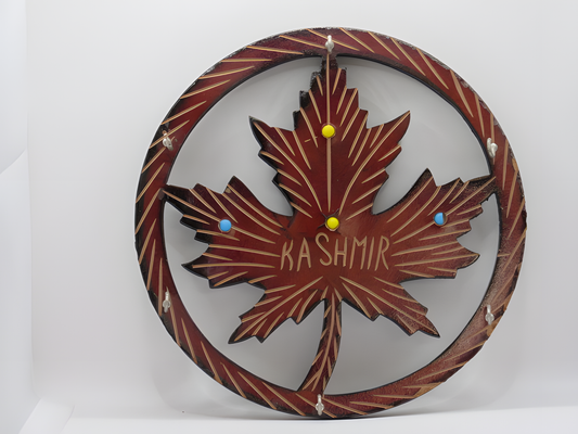 Customised Chinar Leaf Wooden Key Hanger Round Design