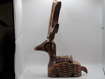 Handcrafted Wooden Deer Shaped Desk Organizer with Drawers