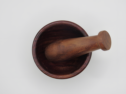 Handcrafted Wooden Mortar and Pestle Utility Bowl