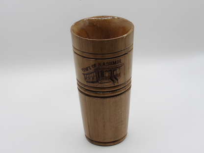 Handcrafted Kashmiri Walnut Wood Souvenir Glass – “Gift of Kashmir”