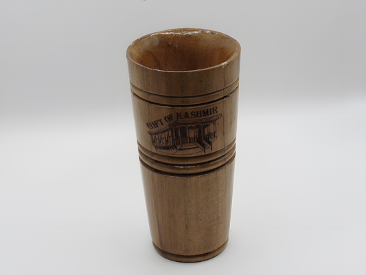 Handcrafted Kashmiri Walnut Wood Souvenir Glass – “Gift of Kashmir”