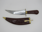 Handcrafted Kashmiri Walnut Wood Handled Knife with Carved Sheath and Brass Accents