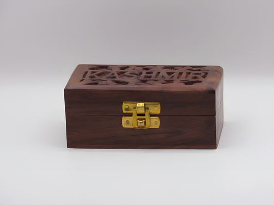 Handcrafted Walnut Wood Kashmir Motif Jewelry/Storage Box with Velvet Lining