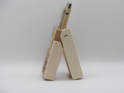 Gift of Kashmir Wooden Table Clock & Pen Stand Set with Houseboat Motif