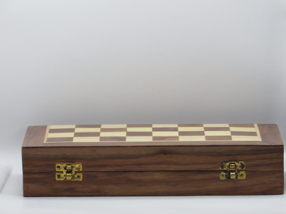 Handcrafted Kashmiri Wooden Chess Set – Foldable Board with Carved Pieces