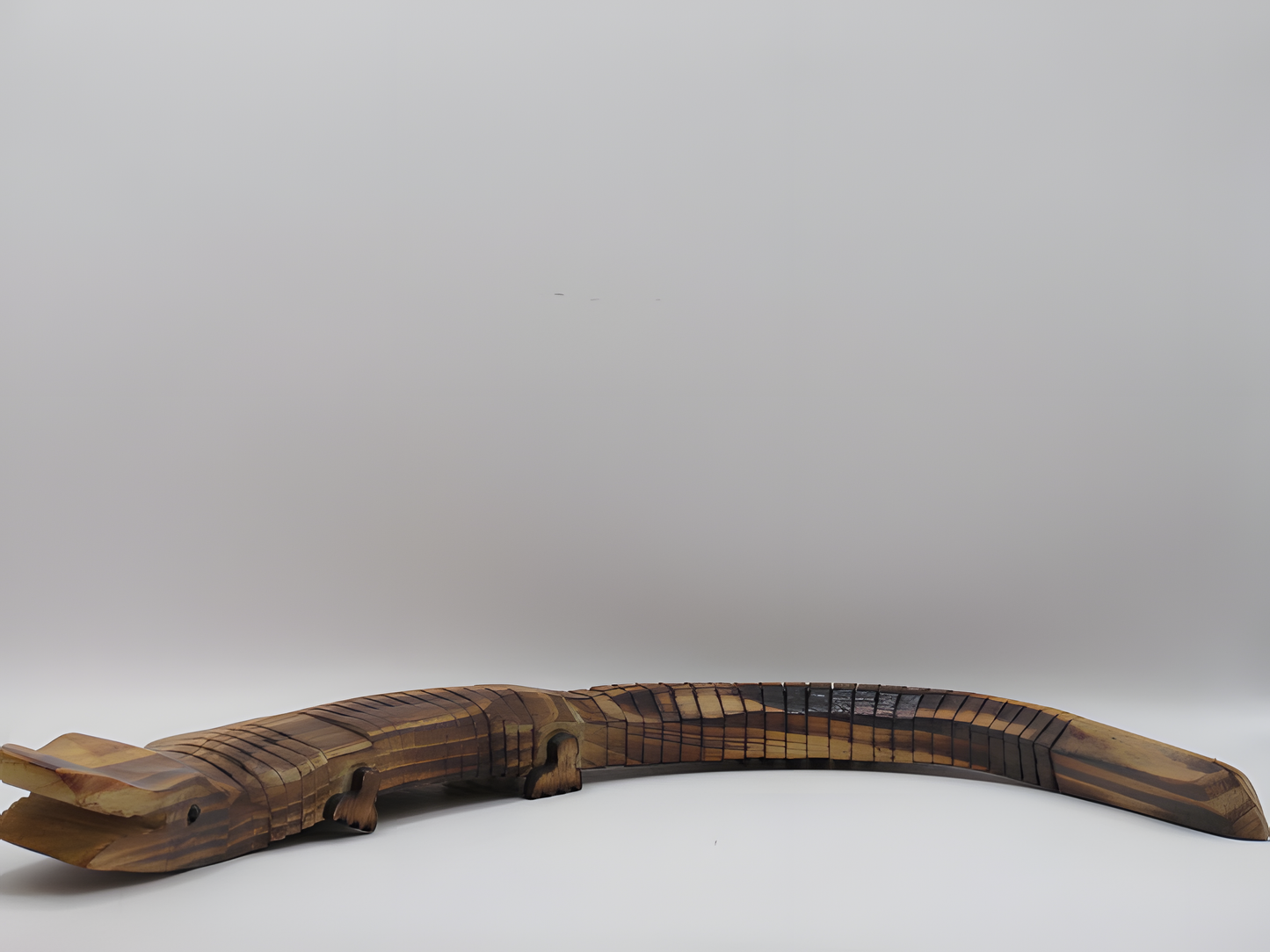 Handcrafted Kashmiri Wooden Crocodile Toy – Articulated Flexible Decor