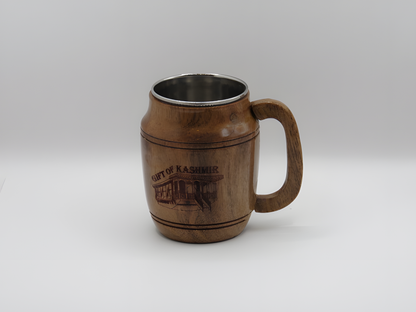 Gift of Kashmir Wooden Mug with Steel Liner – Houseboat Engraving