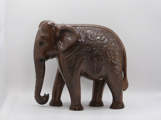 Handcrafted Mini Walnut Wood Elephant Figurine – Kashmiri Art