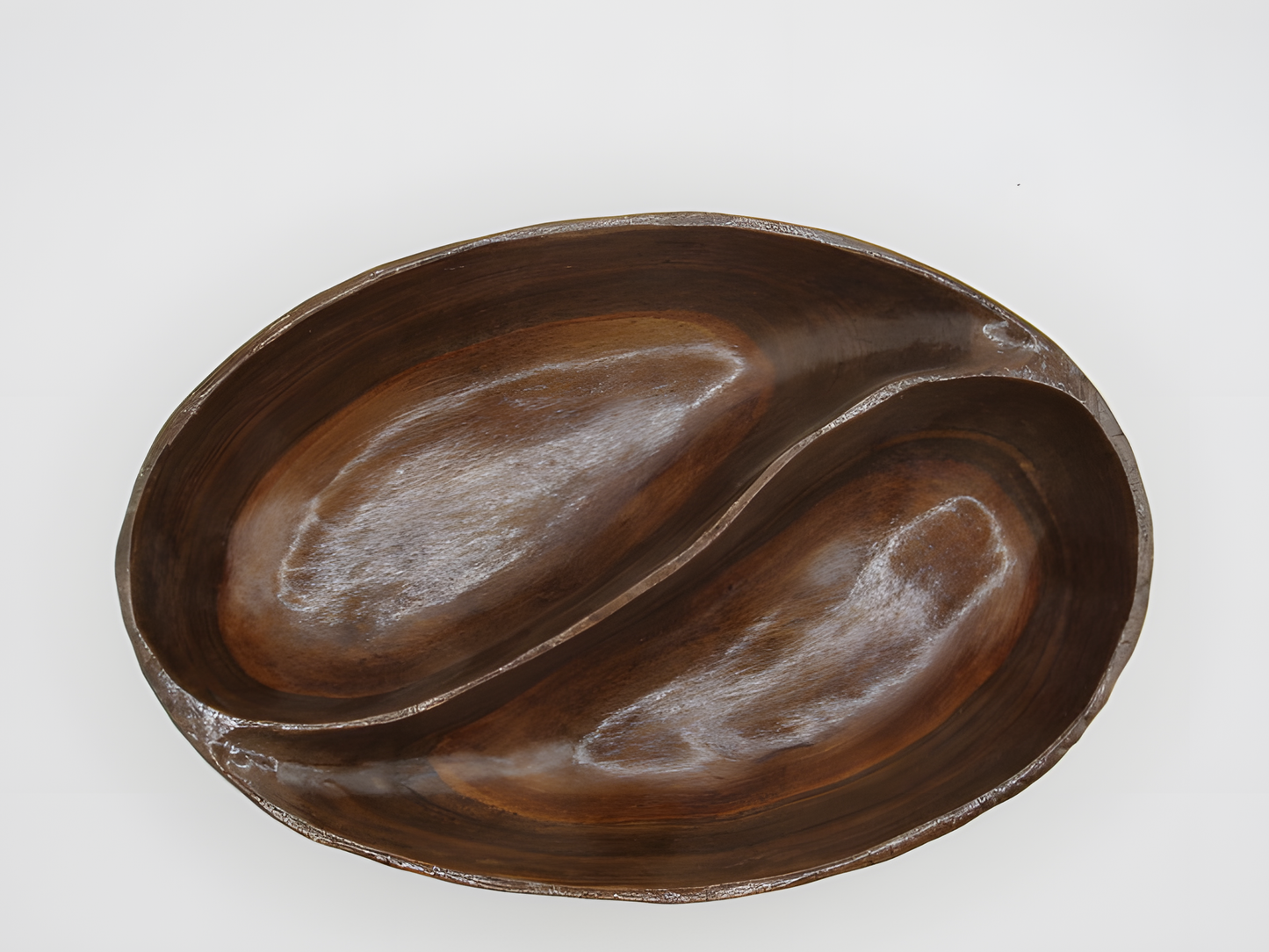 Handcrafted Kashmiri Walnut Wood Divided Platter – Two-Section Fruit & Salad Tray