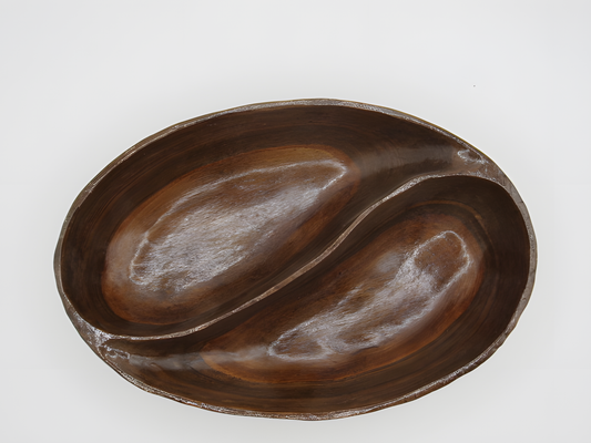 Handcrafted Kashmiri Walnut Wood Divided Platter – Two-Section Fruit & Salad Tray
